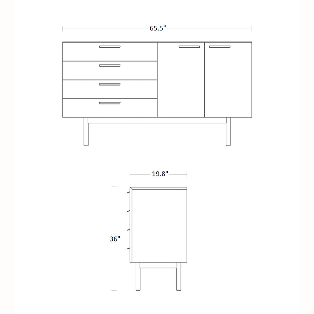 Shale 4 Drawer/2 Door Credenza