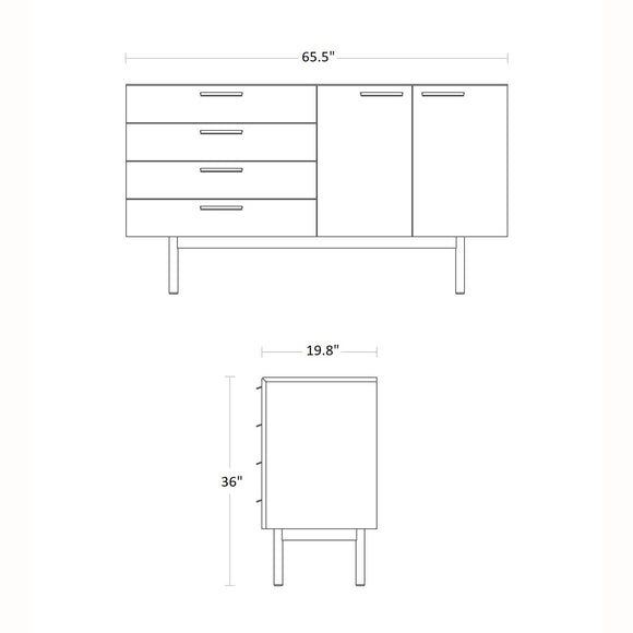 Shale 4 Drawer/2 Door Credenza
