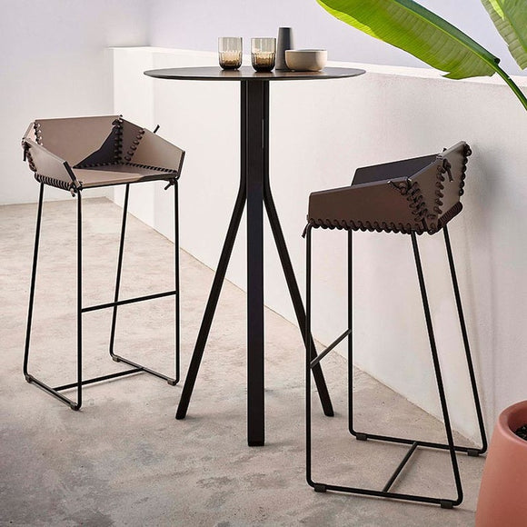 Textile Outdoor High Stool with Backrest