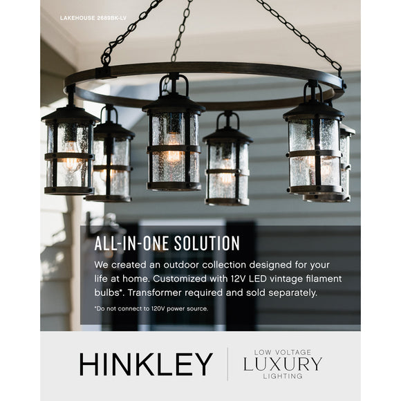 Hinkley Carson Vintage Iron Five-Light LED Outdoor Pendant 29705VI