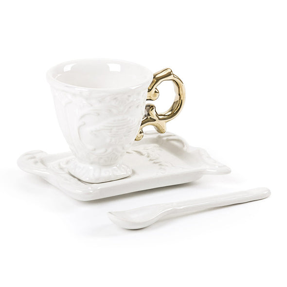 I-Wares Porcelain Coffee Set with Gold Handle