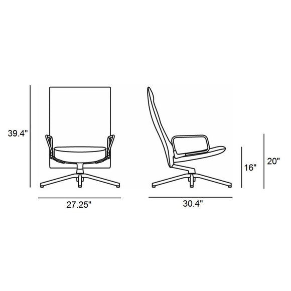 Knoll Pilot by Knoll Lounge Chair High Back with Loop Arm 2Modern