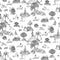 Yoga Toile Wallpaper  option Black on White
