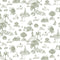 Yoga Toile Wallpaper  option Green on White