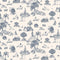 Yoga Toile Wallpaper Sample Swatch  option Blue on Cream / Canvas Vinyl Type II