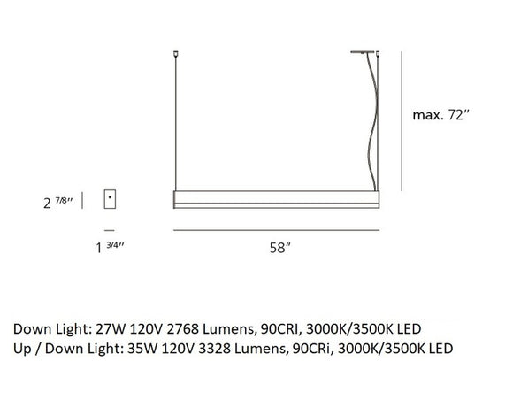 Ledbar Square Linear Pendant Light