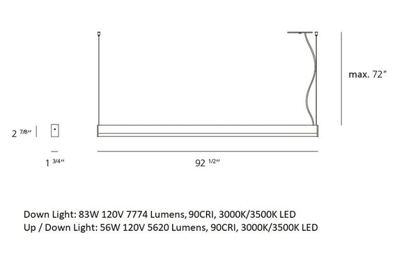 Ledbar Square Linear Pendant Light