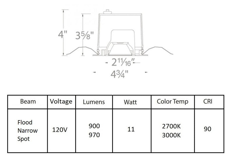 Ocularc 3.5IN Square 0-35 Degree Adjustable Trim