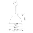 Giant Pendant Light with Wired Glass