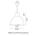 Giant Pendant Light with Wired Glass