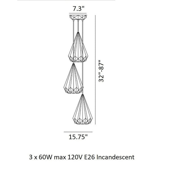 Hatton Three 3-Light Pendant Light