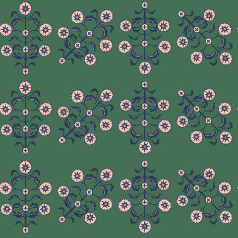 Block Print Floral Wallpaper