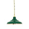 School Light Pendant Light  option Painted Green / Polished Copper Interior