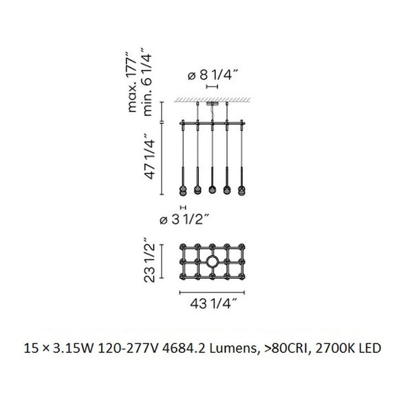 Algorithm Rectangular LED Pendant Light