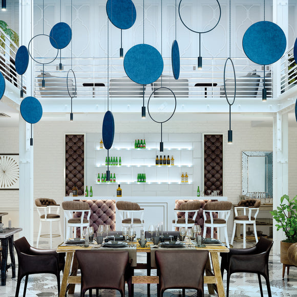 Revolta Pendant Light with Acoustic Panel