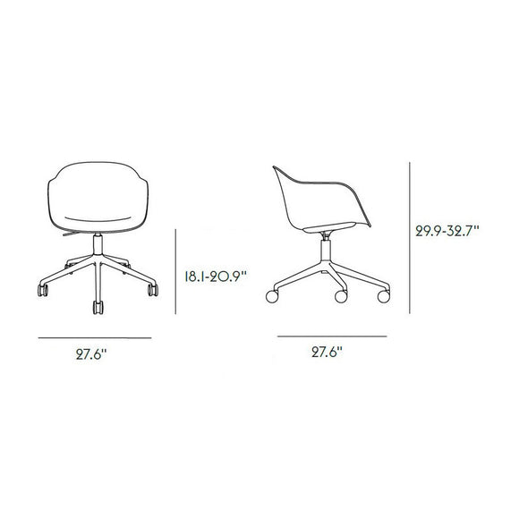 Fiber Armchair - Swivel Base with Castors and Gas Lift