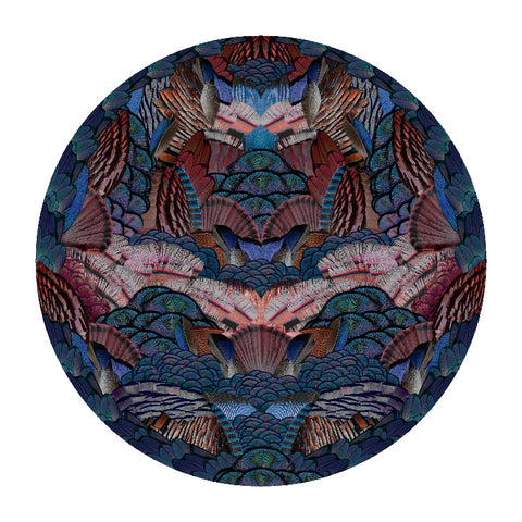 Calligraphy Bird Round Rug