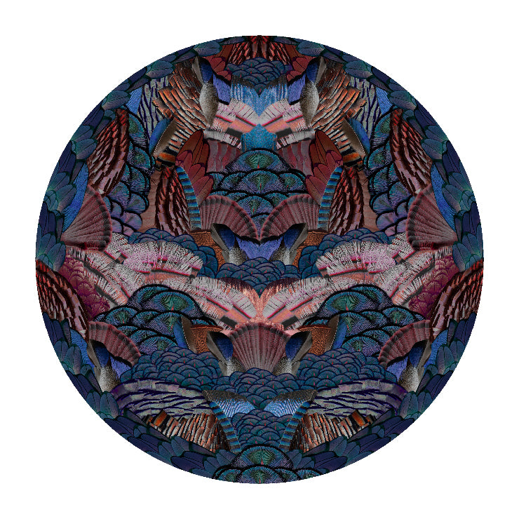 Calligraphy Bird Round Rug