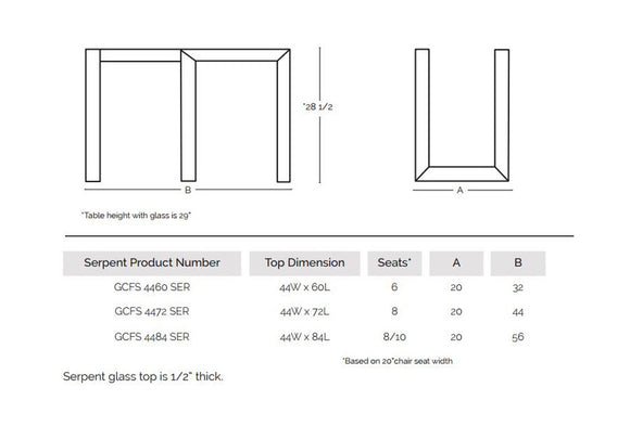 Serpent Dining Table - Glass Top