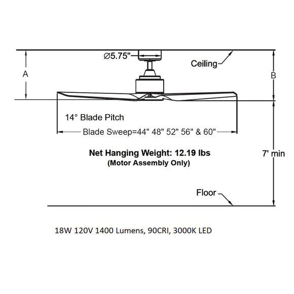 TriAire Custom 44 Inch Outdoor Ceiling Fan