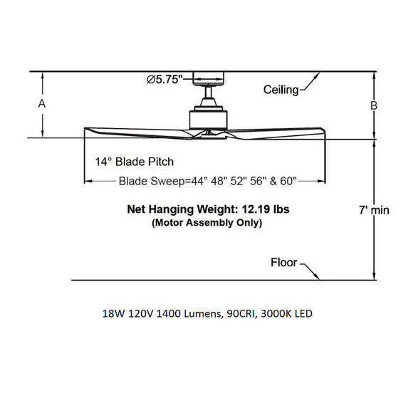 TriAire Custom 52 Inch Outdoor Ceiling Fan