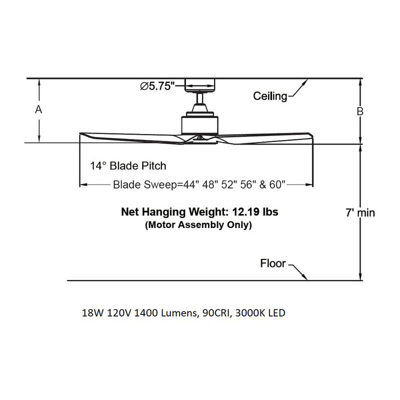 TriAire Custom 60 Inch Outdoor Ceiling Fan