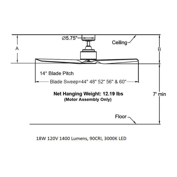 TriAire Custom 60 Inch Outdoor Ceiling Fan