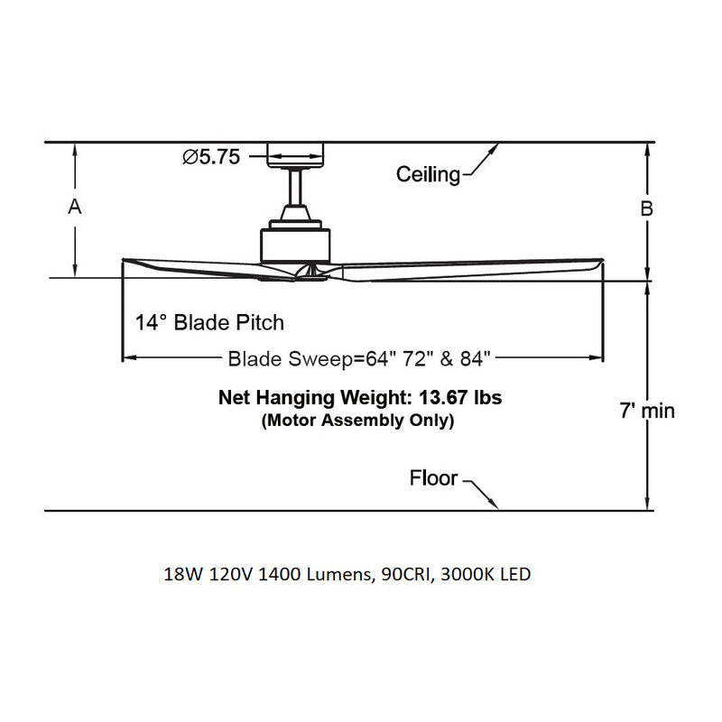 TriAire Custom 72 Inch Outdoor Ceiling Fan