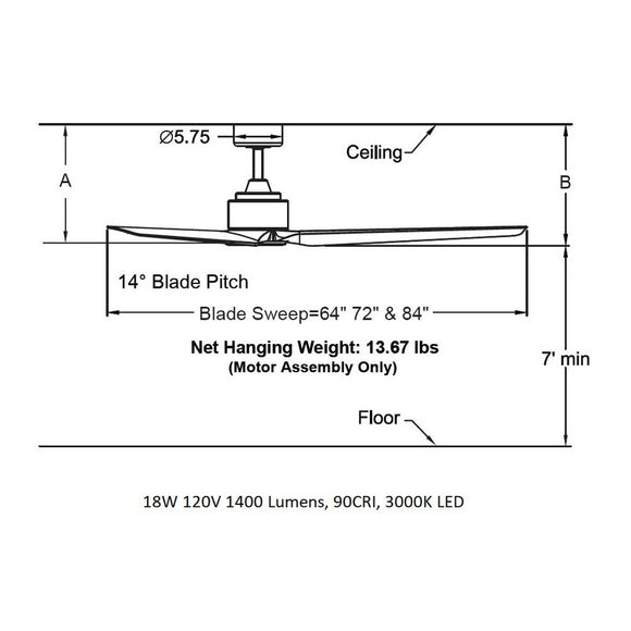TriAire Custom 72 Inch Outdoor Ceiling Fan