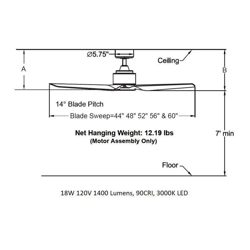 TriAire Custom 56 Inch Outdoor Ceiling Fan