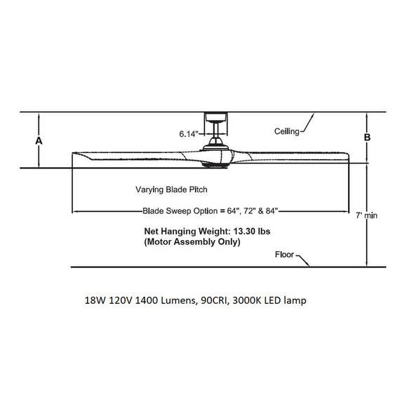 Wrap Custom 84 Inch Outdoor Ceiling Fan