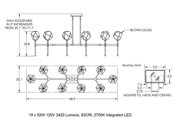 Gem Linear Belvedere Suspension Light