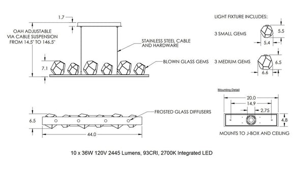 Gem Linear Suspension Light