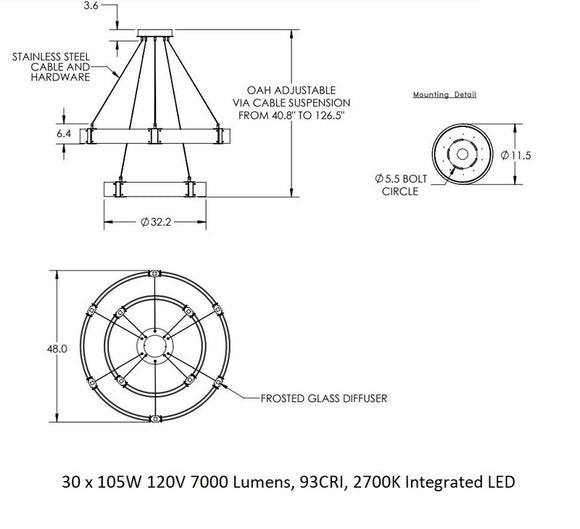 Parallel Ring Two Tier Chandelier