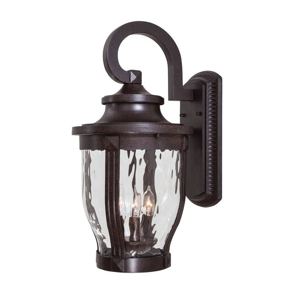 Medium: 8 in width / Black with Clear Hammered Glass / LED Merrimack Outdoor Wall Light OPEN BOX