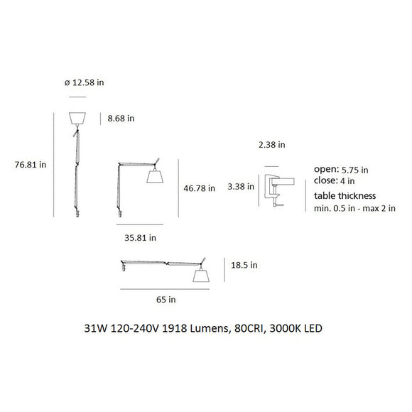 Tolomeo Mega LED Table Clamp Light