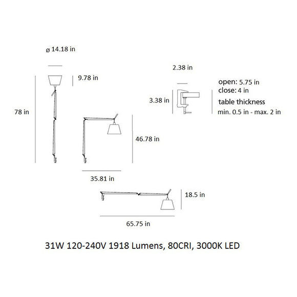 Tolomeo Mega LED Table Clamp Light