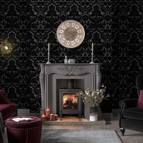 Graham & Brown Gothic Damask Flock Wallpaper 2Modern