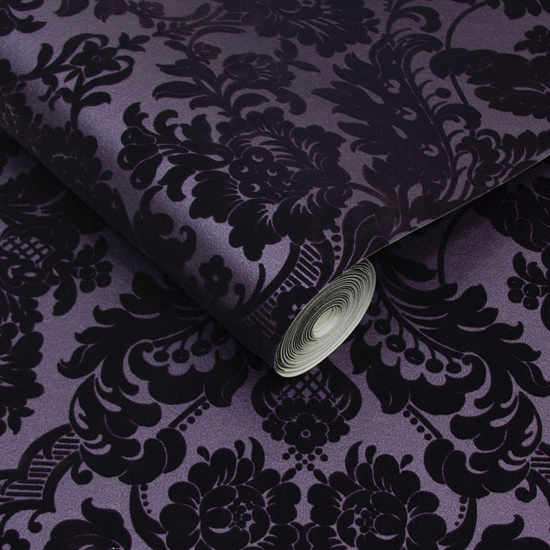 Gothic Damask Flock Wallpaper