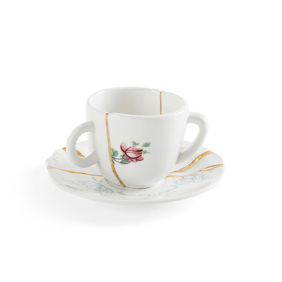 Kintsugi Coffee Cup with Saucer