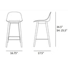 Fiber Upholstered Backrest Stool with Wood Base
