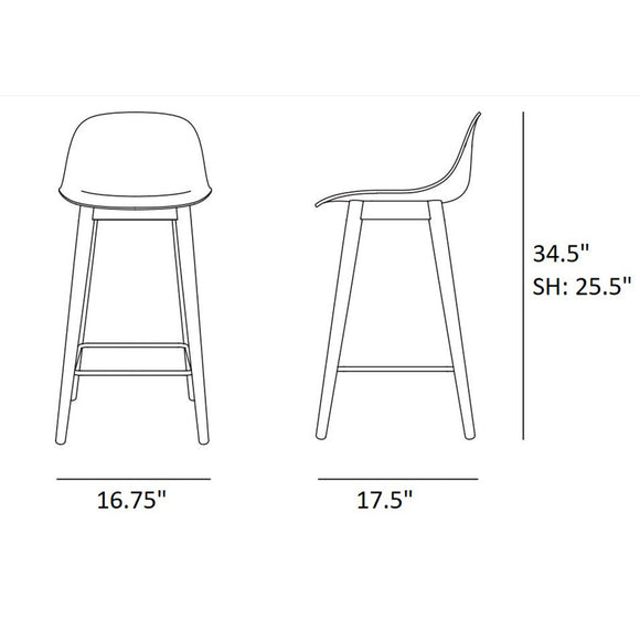 Fiber Upholstered Backrest Stool with Wood Base