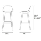 Fiber Upholstered Backrest Stool with Wood Base
