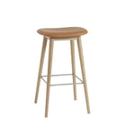 Refine Leather - Cognac/Oak / Counter: 25.5 in height Fiber Upholstered Stool with Wood Base OPEN BOX