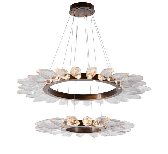 Rock Crystal Radial Two Tier Ring Chandelier