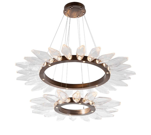 Rock Crystal Radial Two Tier Ring Chandelier