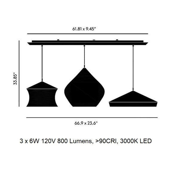 Beat Small Linear Multi-Light LED Pendant Light