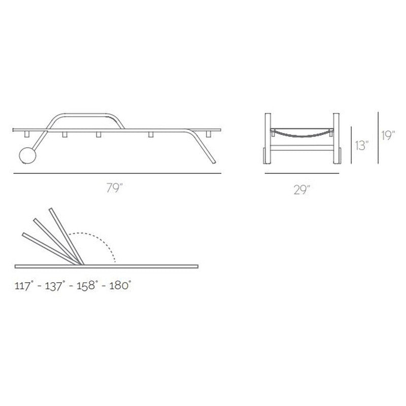 Stack Outdoor Chaiselongue with Arms and Wheels