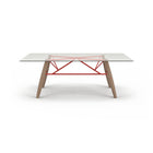 Connection Glass Top Oak Dining Table