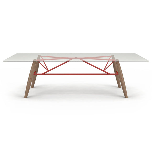 Connection Glass Top Oak Dining Table